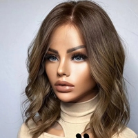 Excellent Fournisseur Perruque Lace Frontale Cheveux Humains Vierge Originaux Double Drawn Ondulée Brun Clair avec Nœuds Blanchis et Dentelle HD