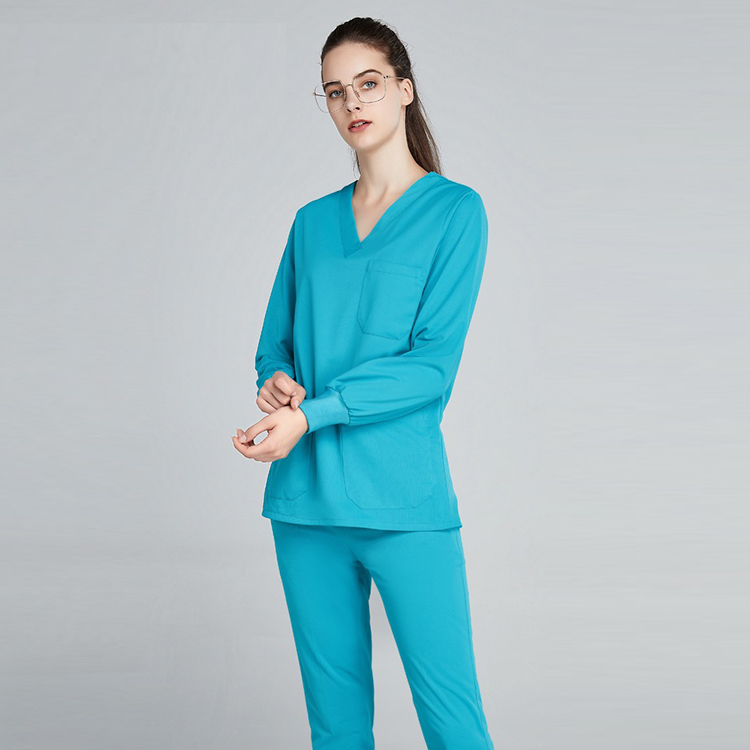 female lake blue long sleeve