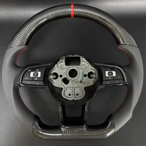 Volante de Fibra de Carbono Brillante para VW <span class=keywords><strong>Golf</strong></span> <span class=keywords><strong>R6</strong></span> R7 MK5 MK6 Polo Passat Tiguan Vento - Product Image 1