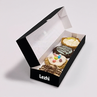 Boîtes en carton biodégradables personnalisées avec couvercle rabattable rose imprimé pour pâtisseries, biscuits et donuts de la marque OEM Cake Shop Crumbl