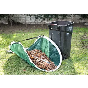 Collapsible heavy duty polypropylene garden leves waste bag with handle
