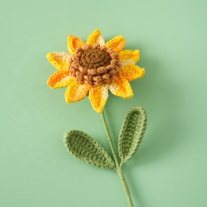 Venta al por mayor de girasoles tejidos a mano de una sola capa, diseño multicolor de ganchillo para decoración del hogar y festividades - Product Image 6