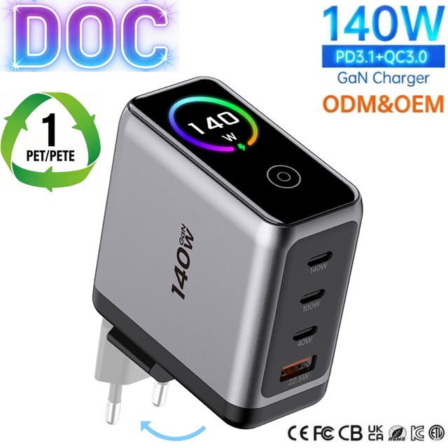 140W 100W 40W Usb Type c Laptop Touch Screen Multi Charger Phone Tablet Fast Gan Charger 100w 140w Adapter for iphone macbook