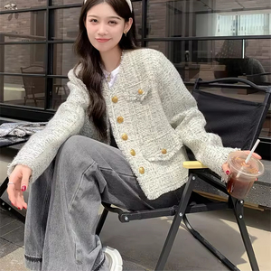 Giacche eleganti da <span class=keywords><strong>donna</strong></span> di alta qualità <span class=keywords><strong>in</strong></span> <span class=keywords><strong>Tweed</strong></span> giacche di lusso con bottoni coreani cardigan completo cappotto <span class=keywords><strong>in</strong></span> misto lana <span class=keywords><strong>Blazer</strong></span> corti da <span class=keywords><strong>donna</strong></span> - Product Image 1