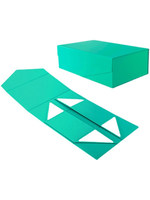 Boîte cadeau pliable créative à fermeture magnétique, rectangulaire, noir, gris, cyan, multicolore, imprimée en quatre couleurs, doublure en satin