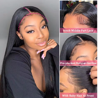 Wig rambut lurus Vietnam mentah murah wig depan renda Hd kualitas tinggi rambut manusia tanpa lem wig Frontal untuk WANITA HITAM