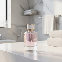 Flacon de parfum en verre en forme de lotus avec bouchon en liège, logo ange, contenant de parfum décoratif pour la maison et les cadeaux