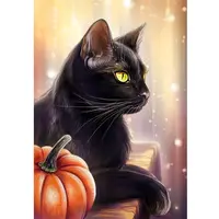 Pintura em tela com arte para parede, decoração de novo design, gato preto e bombardeio, arte para parede, presente de halloween