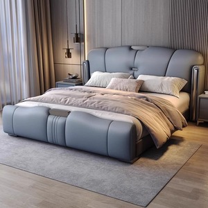 모던 미니멀리스트 원목 프레임 이탈리아 스타일 라이트 럭셔리 1.8m/2m 킹/퀸 사이즈 수납형 침대 - Product Image 5