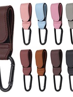 Accroche-Poussette pour Bébé, Crochets de Landau, Sangles et Boucles Adhésives, Organisateur Multifonctionnel en Cuir PU Durable