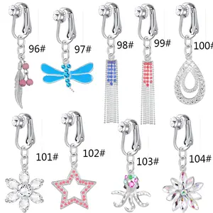 Hàng trăm Thiết kế treo rốn nút Nhẫn clip trên giả bụng xuyên đồ trang sức <span class=keywords><strong>dangle</strong></span> không xuyên bụng vòng - Product Image 2