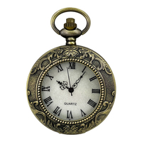 Montre de poche à quartz en alliage de 47 mm, style antique, motif cartes de poker Royal Flush, avec chaîne collier, cadeau pour enfants, hommes et femmes