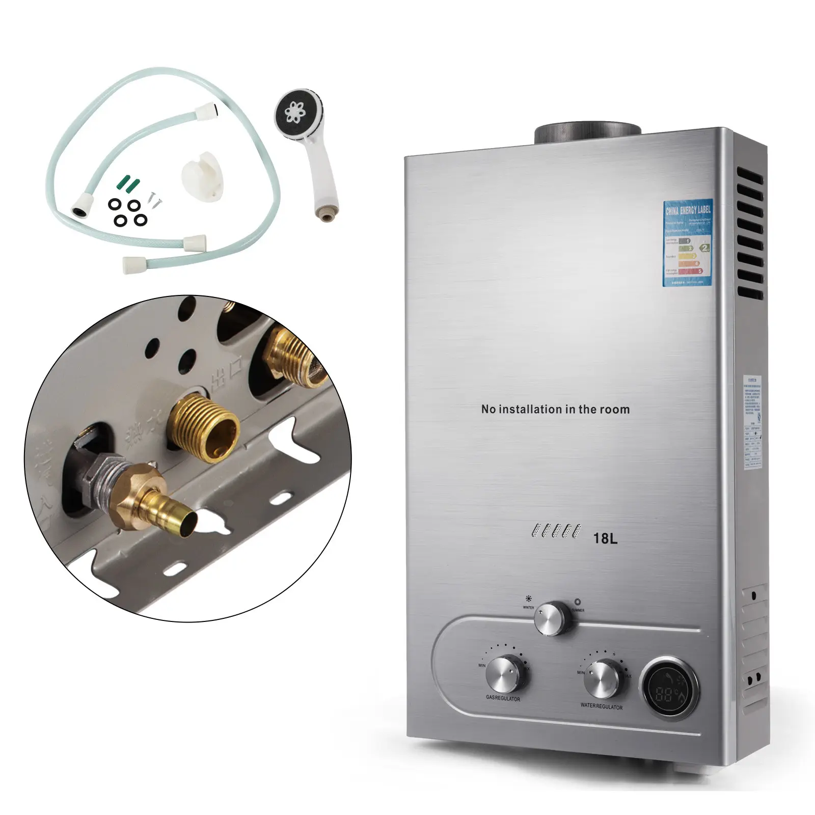 PEIXU high pressure automatic instant heating hot water boiler 18L Gas lpg Water Heater