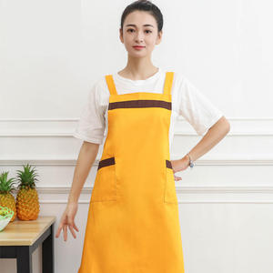 Nhà Máy Cung Cấp Hàn Quốc Phong Cách Polyester Bông Vải Màu Rắn Tạp Dề Đầu Bếp Trà Sữa Cà Phê Nhà Hàng Tiếp Viên Làm Việc Tạp Dề - Product Image 4
