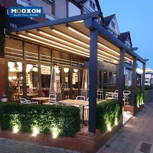 Mooxon Wholesale Roller Pergola Cover Roof Electric Cassette Aluminum Shutter Gazebo Ajustable PVC Outdoor Retractable Awning