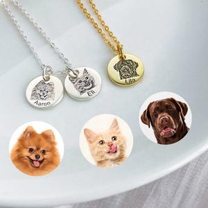 Pendentif Médaille <span class=keywords><strong>Personnalisé</strong></span> en Acier Inoxydable 304 Gravé au Laser avec Photo d'Animal de Compagnie (Chien, <span class=keywords><strong>Chat</strong></span>) – Cadeau Commémoratif Tendance - Product Image 3