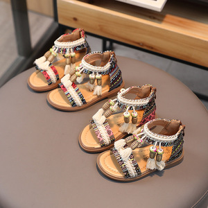 Zapatos de Piel Sintética Antideslizantes para Niños, Sandalias de Playa Estilo Bohemio, Sandalias Planas para Niñas Pequeñas - Product Image 3