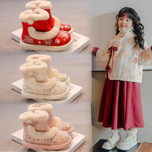 2025 ragazze Hanfu inverno cotone Casual stivali da neve in velluto antico con la faccia di cavallo per studenti bambina in stile Guofeng - Product Image 1