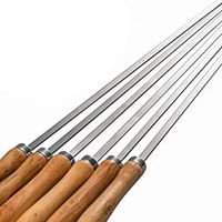 Brochettes de barbecue professionnelles de qualité supérieure en acier inoxydable, résistantes à la rouille, avec manche en bois, couteaux World BBQS-09, tailles personnalisées, faciles à nettoyer