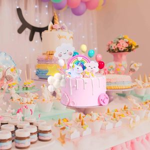 Adorno de Pastel de Unicornio Colorido, Adornos de Pastel de Unicornio Arcoíris <span class=keywords><strong>para</strong></span> <span class=keywords><strong>Niñas</strong></span> con Corazón Arcoíris, Globo de Nube de Unicornio, Decoración de Cumpleaños - Product Image 4