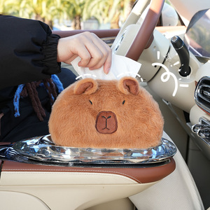 Boîte à mouchoirs en peluche pour voiture, 12x22x15cm, rangement pour accoudoir central, double usage pour véhicule - Product Image 3