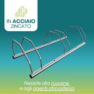 Portabici a 3 Posti in Acciaio Zincato 73x30x20 Cm per Montaggio a Parete o a Terra - Product Image 3