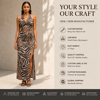 Robe longue élégante de style français à col en V pour femme, avec lacets, sans manches, imprimé léopard, personnalisée, décontractée d'été, Vestido