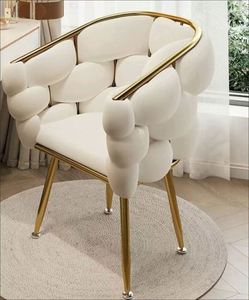 เก้าอี้กระจุกสีเบจใหม่นุ่ม2025แต่งหน้าทำเล็บแบบมินิมอลสำหรับโรงแรมบ้านสำนักงานห้องนอนแต่งหน้า - Product Image 2