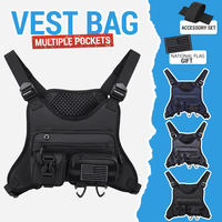 Sac de poitrine 15L en tissu Oxford imperméable, sac à dos EDC, sacoche de poitrine, sac bandoulière avec support pour téléphone pour le camping, la randonnée et les voyages