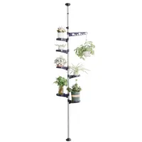 BAOYOUNI מתכת 7 Tiers מקורה צמח Stand הארכת מוט מתלה פרח אגרטל עציץ בעל סיר תצוגת מדף ללא קידוח
