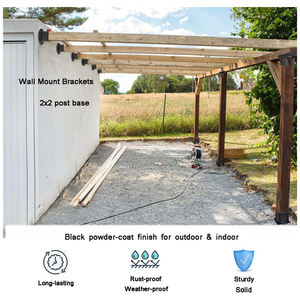 <span class=keywords><strong>Bride</strong></span> de sol 2x2 Base d'ancrage de <span class=keywords><strong>poteau</strong></span> Base de <span class=keywords><strong>poteau</strong></span> de clôture carrée solide robuste Kit de supports de montage mural noir pour boîte aux lettres de garde-corps de pont - Product Image 4