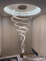 Nouveau design de villa suspendue et de loft, lustre en cristal long moderne pour escaliers