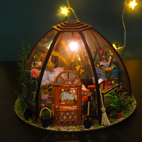 Kit de serre miniature DIY avec éclairage LED, modèle réduit de villa de jardin pour adultes, décoration intérieure