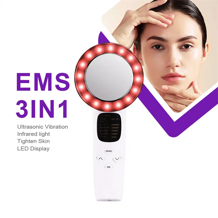 Hot Selling Thuisgebruik Schoonheidsapparatuur Handheld 3 In 1 Huidverstrakking Ultrasone Ems Lichaam Afslankende Massageapparaat