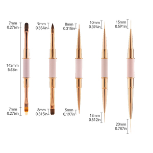 Pinceau à ongles avec manche métallique, pointe précise, poils en nylon, logo personnalisé pour extension d'ongles en gel, ligne fine, usage en studio de manucure - Product Image 3