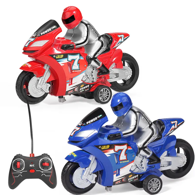 27MHZ Radio kontrol mainan sepeda motor mobil RC 360 berputar pengendali jarak jauh Stunt sepeda motor RC untuk anak-anak