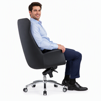 Chaise de bureau de direction ergonomique de luxe à dossier haut moderne en cuir véritable pivotante réglable en hauteur avec structure en aluminium