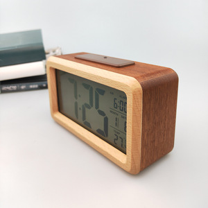 Niedliche Rechteck Bambus Holz Wecker elektronische Uhrwerk Typ mit Nadel anzeige - Product Image 3