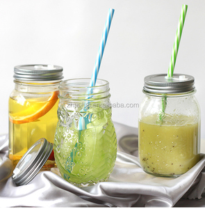 16Oz Glass Mason <span class=keywords><strong>Jar</strong></span> Mug Với Xử Lý Và Rơm Cho Nước Đá Lạnh - Product Image 3