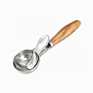 Stainless Steel Ice Cream Scoop With Wooden Handle Dishwasher Safe For Homemade Desserts - Product Image 4