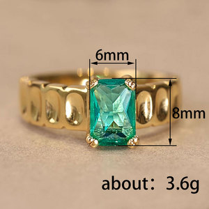 Anello Vintage con Taglio Rettangolare Stile Smeraldo a Quattro Punte per Donne, Elegante Gioiello da Dito alla Moda - Product Image 5