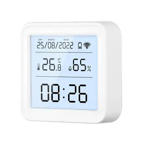 Zigbee Tuya Smart Wifi Reloj digital con sensor de temperatura y humedad Monitor DE PANTALLA DE TIEMPO Termo-higrómetro