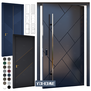 Porte d'entrée en aluminium avec finition bois standard USA, porte d'entrée Florida avec cadre, porte extérieure à rupture de pont thermique, porte d'entrée de luxe pour maison - Product Image 3