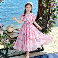 Robes longues d'été bohèmes pour filles, vêtements décontractés pour enfants, robes de plage en mousseline pour les vacances, vente en gros de vêtements pour enfants en Chine