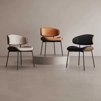 Chaise de salle à manger VL en métal et bois de luxe, ensemble de meubles nordiques modernes en cuir pour restaurant et maison