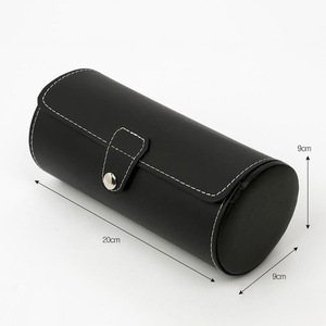 Wholesale and custom 3-position cylindrical <b>watch</b> box, travel portable <b>watch</b> protective box, PU leather <b>watch</b> packaging box - Product Image 5