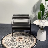 Fauteuil d'appoint 8206 à structure métallique, dossier rayé, assise en PU, fauteuil de salon moderne, mobilier de maison