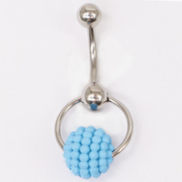 Gaby 316L Bijou de piercing corporel pour le nombril, avec pendentif boule de perle rose multicolore