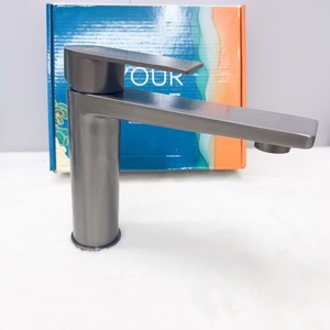 Grifo de lavabo de acero inoxidable color bronce, monomando, de un solo orificio, para montaje en encimera, con válvula mezcladora de agua fría y caliente - Product Image 2