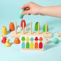 Jeu d'empilement en bois personnalisable Blocs de construction Montessori Jouet éducatif sensoriel pour enfants Cognition des couleurs